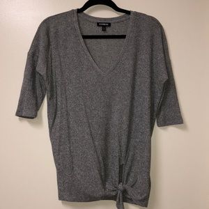 Gray Tie-front shirt